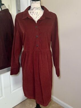 Nine West Corduroy Shirt Dress Burgundy